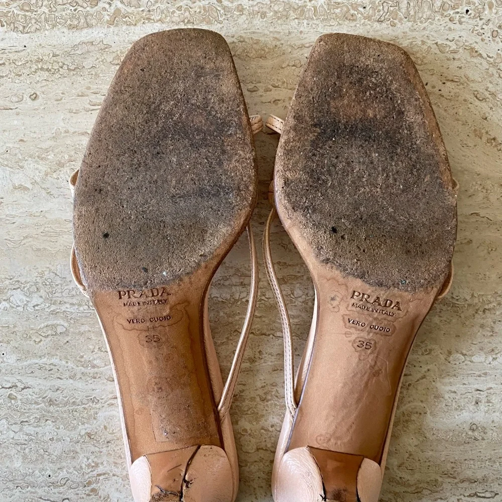 Vintage Prada Rosebud Kitten Heel Sandals - Picture 9 of 9